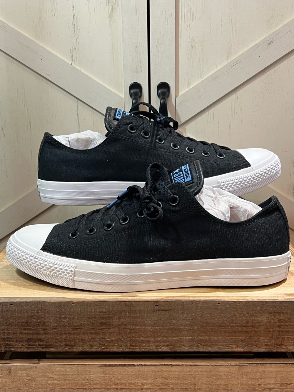 Converse Chuck Taylor II Low Top Black & Blue Sneaker Mens 10 NEW - Picture 7 of 11
